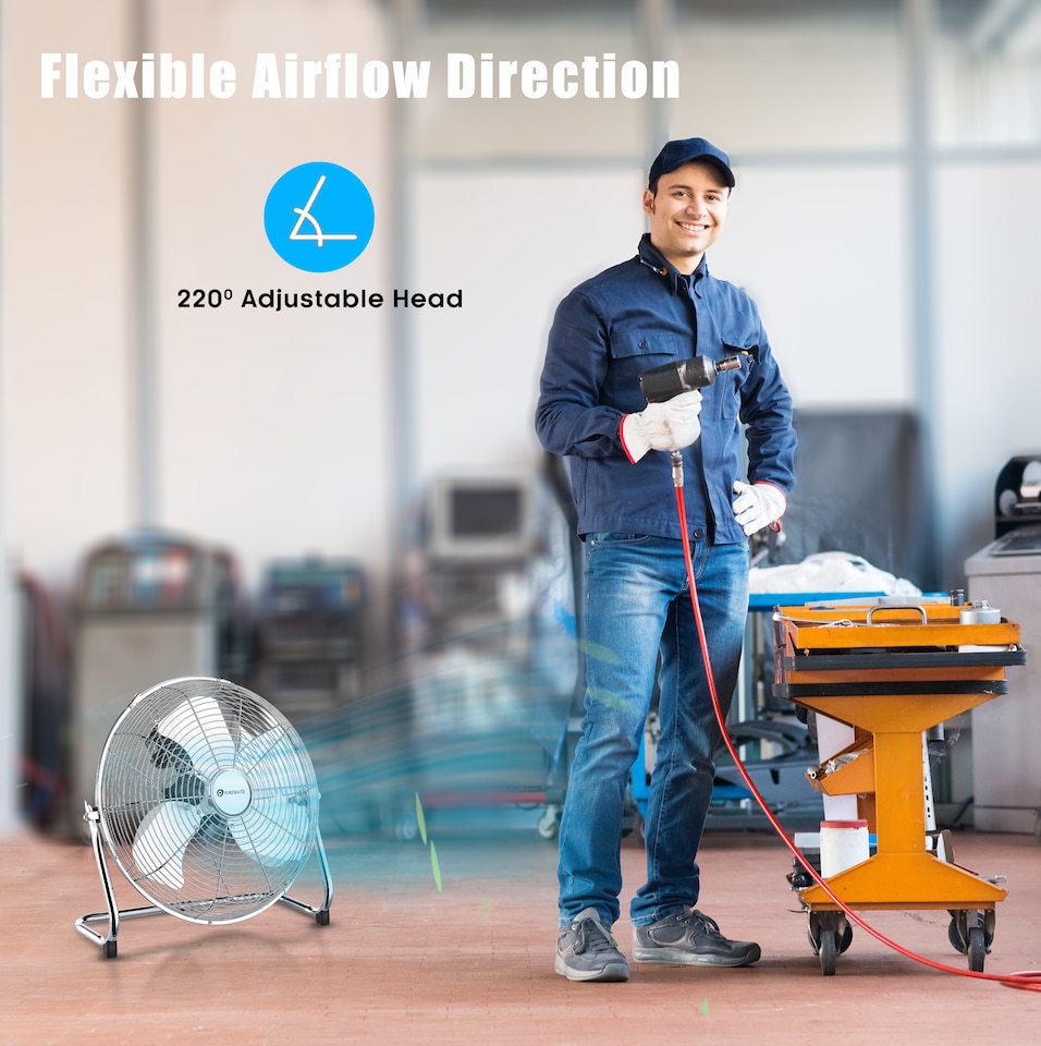 image 1 of 14 Inch Chrome Gym Floor Fan with 3 speed settings