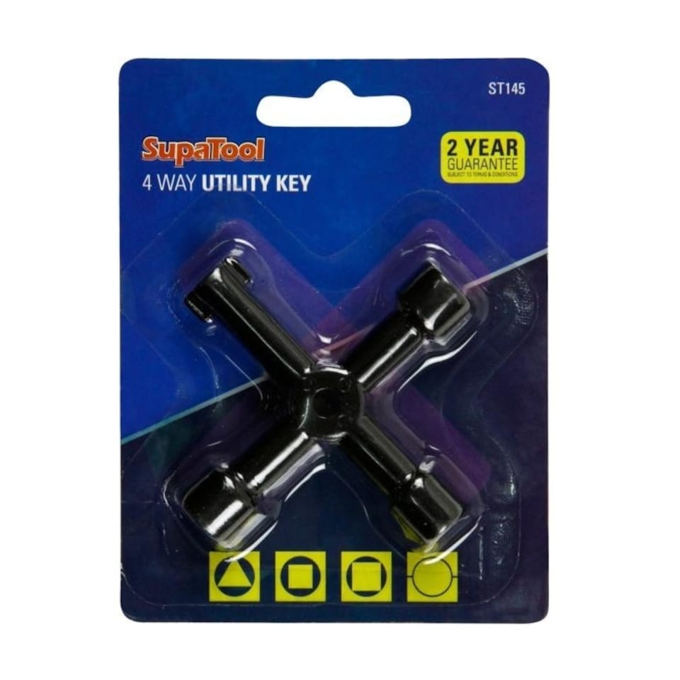 SupaTool 4 Way Utility Key - Black - 9 x 12 x 1.5cm