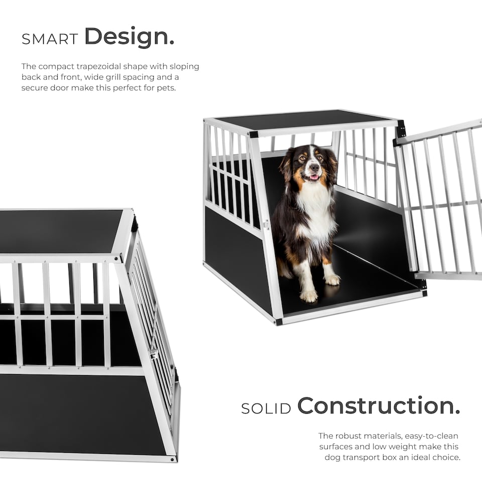 image 1 of Dog Crate - aluminium, angled back wall, lockable, 66 x 90 x 69.5 cm