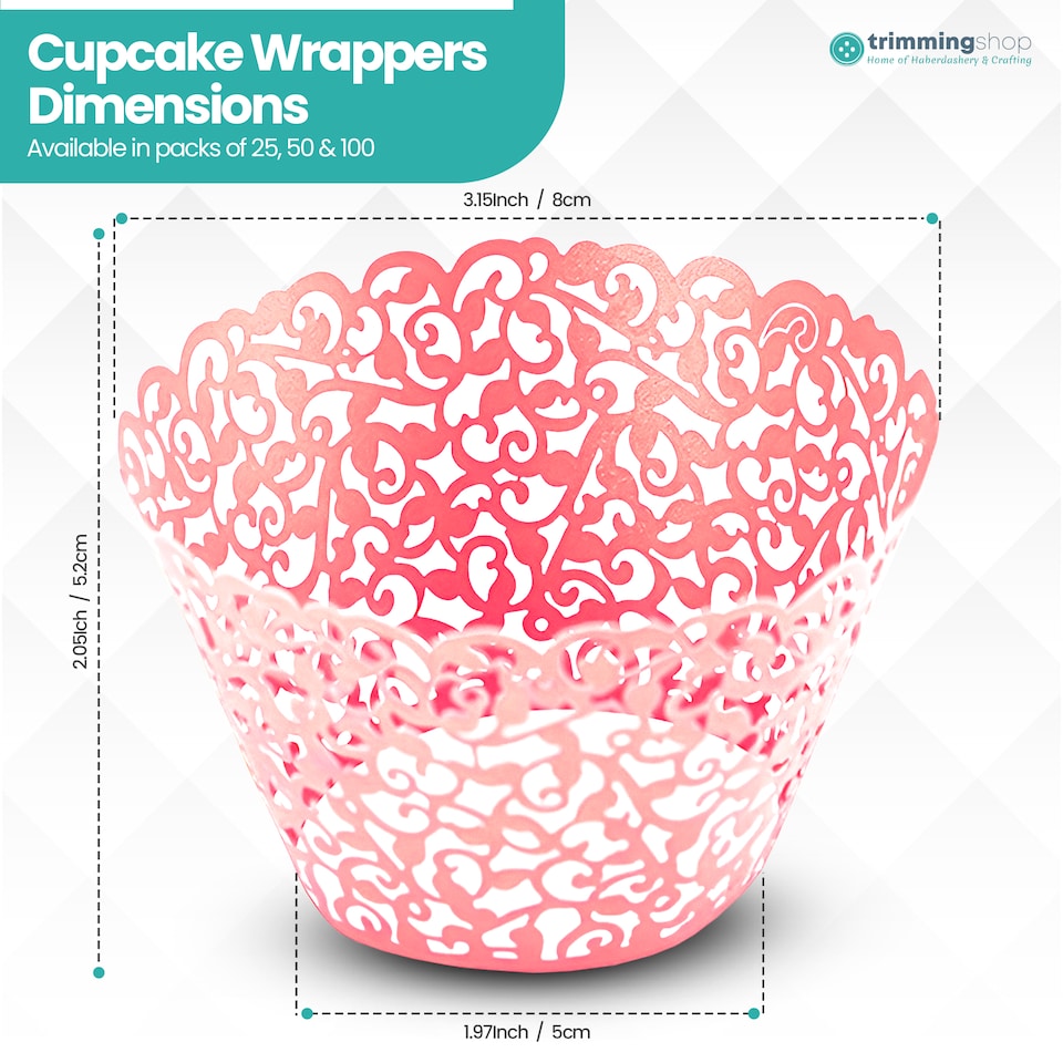 image 1 of Cupcake Wrappers Laser Cut Floral Design Paper Cup Holders - 25pcs