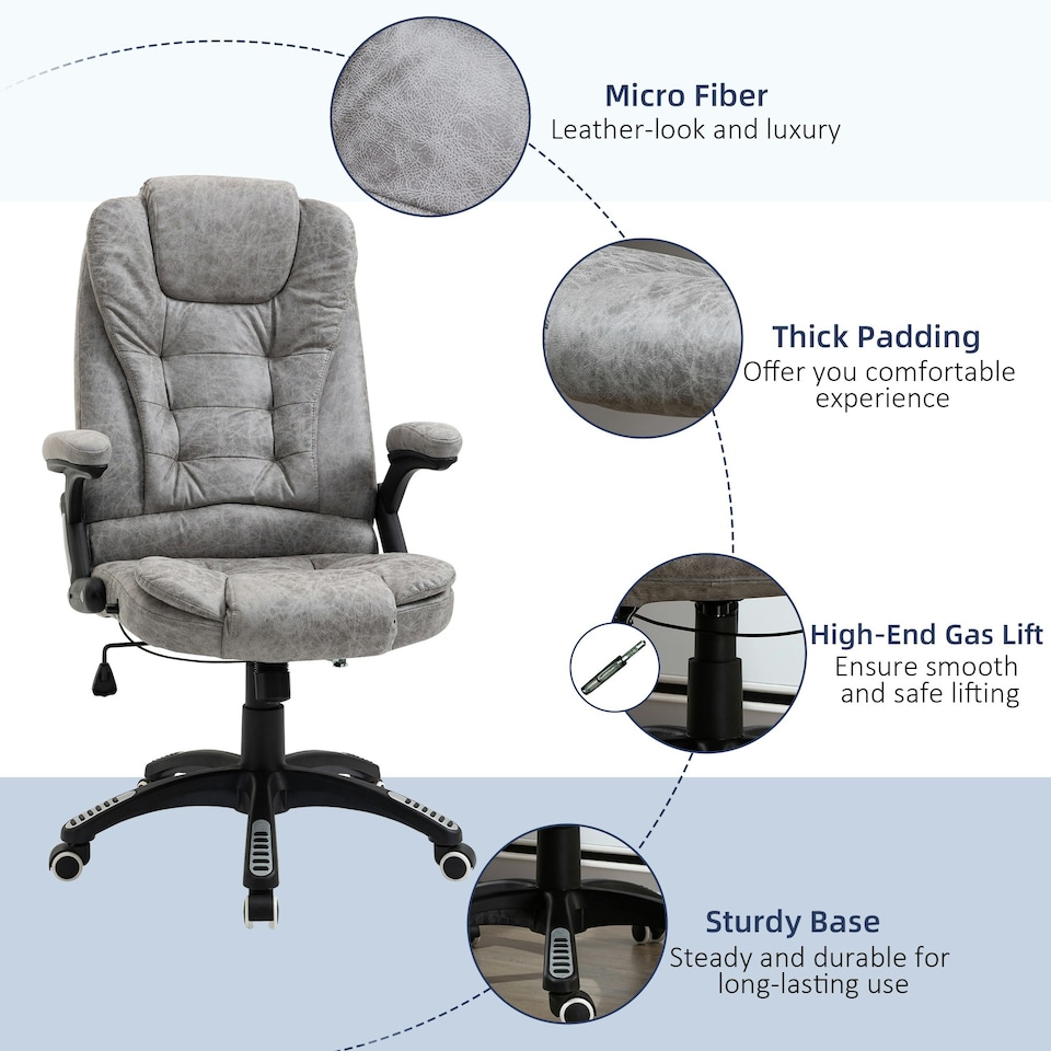 image 1 of Vinsetto High Back Home Office Chair Swivel Microfibre Fabric Desk Chair, Grey