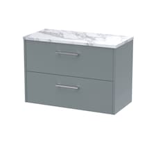 Balterley Winshill Contemporary 2 Drawer Wall Hung Vanity Unit with Laminate Worktop, Grey, 800mm