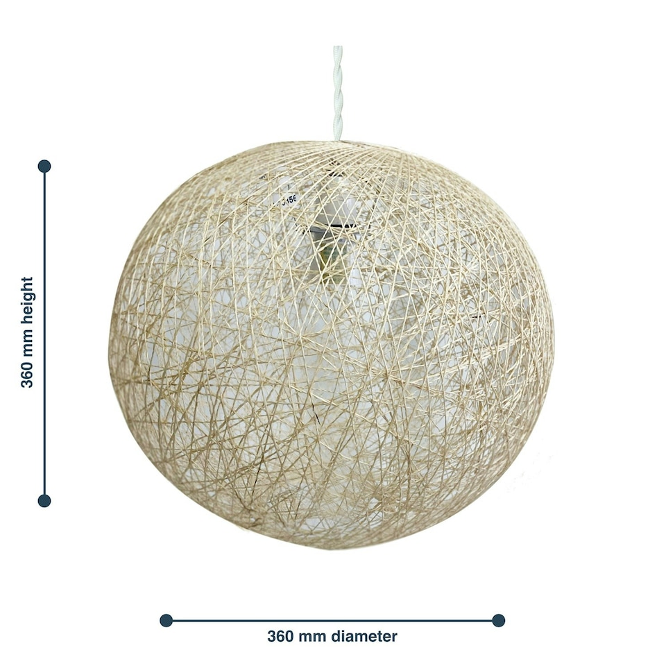 image 1 of Set of 2 Abaca - Natural 14 Globe Ceiling Light Shades" Brown