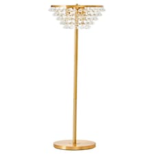 Interiors by Premier Clear Crystal Floor Lamp with Gold Metal Base, Elegant Crystal Bead Standing Lamp for Living Room Gold
