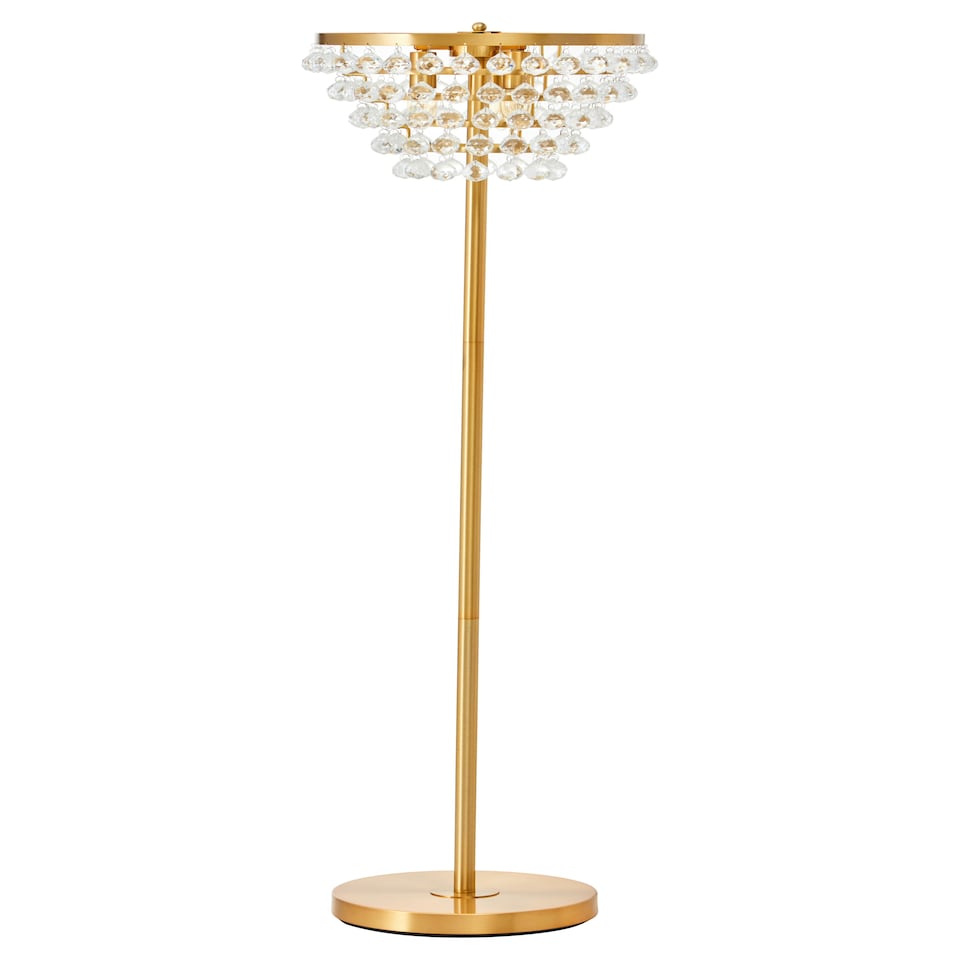 image 1 of Interiors by Premier Clear Crystal Floor Lamp with Gold Metal Base, Elegant Crystal Bead Standing Lamp for Living Room Gold
