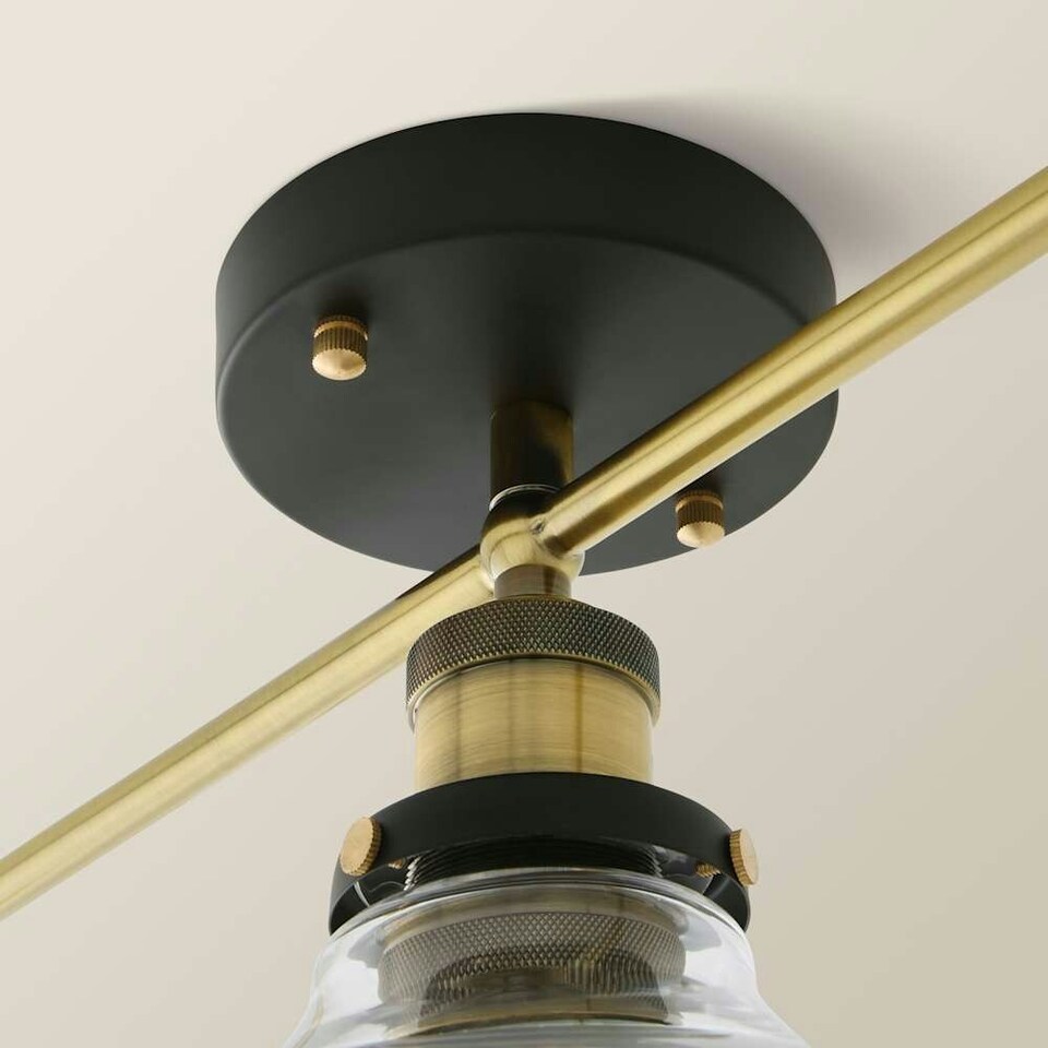 image 1 of ValueLights Wallace Industrial 3 Way Black Ceiling Bar Light | Gold