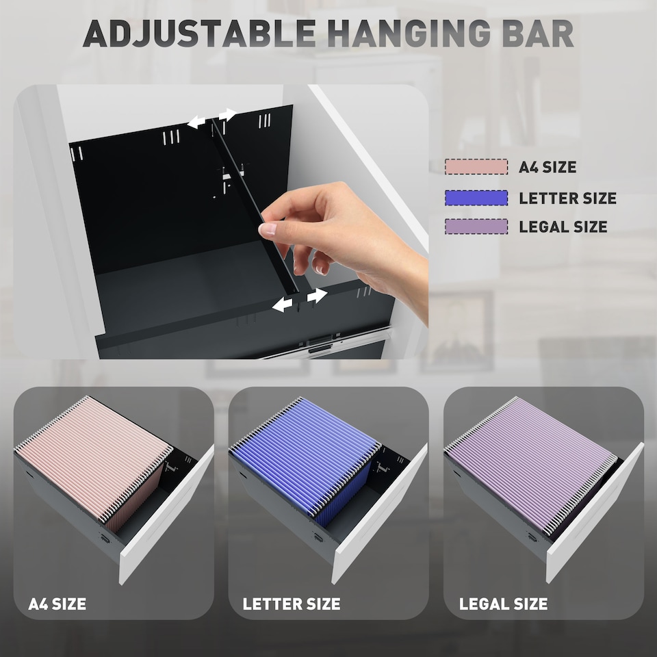 image 1 of Vinsetto Metal Mobile File Cabinet with Wheels, Lockable 2 Drawer Filing Cabinet for A4, Legal, Letter, Compact Under Desk Storage Unit with Pre-Assembled Body for Home Office, 39 x 48 x 67cm, White