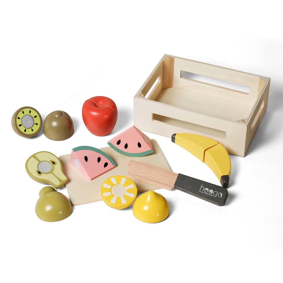 image 1 of Hooga Playroom Chopping Play Food - Wooden Play Fruit