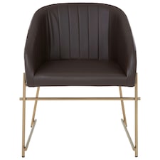 Interiors by Premier Brown Faux Leather Armchair, Modern Dining Chair, Luxe Dining Room Accent Chair, Comfortable Dining Chair