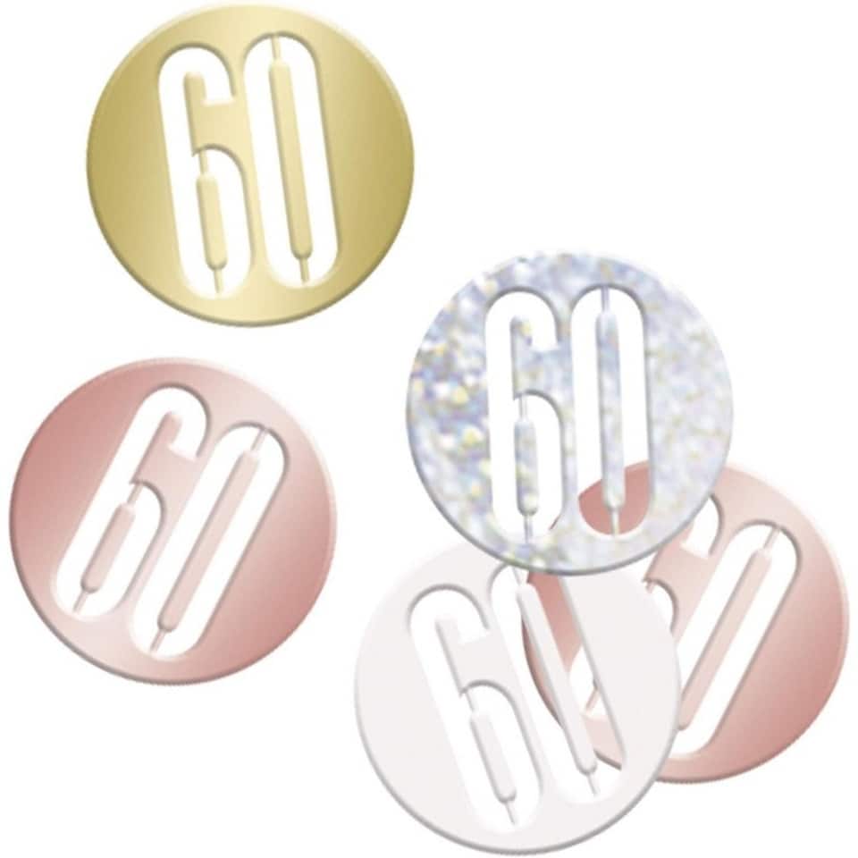 Unique Party Cut Out 60th Birthday Confetti - Rose Gold - One Size