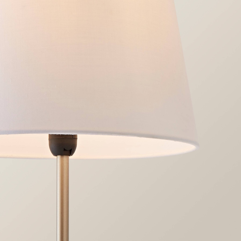 image 1 of ValueLights Theydon Brushed Chrome Single Stem Metal Ball Table Lamp White Shade