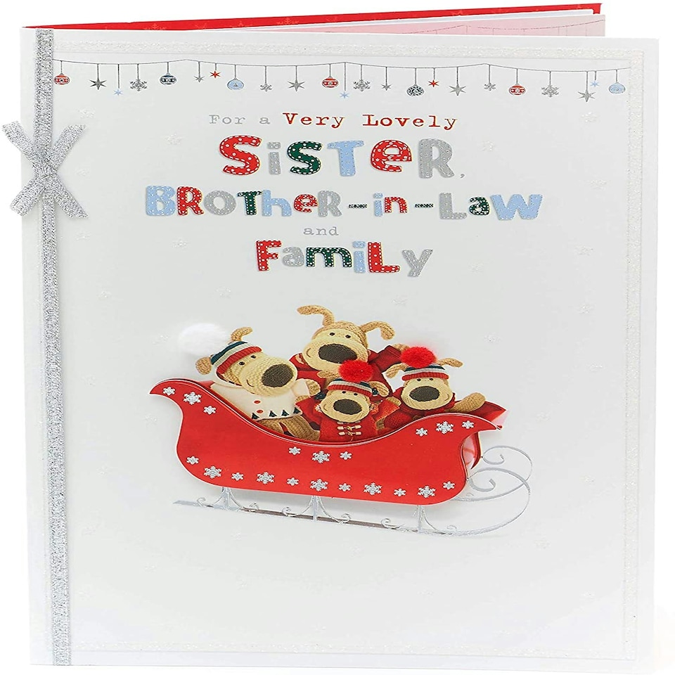 image 1 of Sister And Brother In Law And The Family Boofle Hand Finished Christmas Card