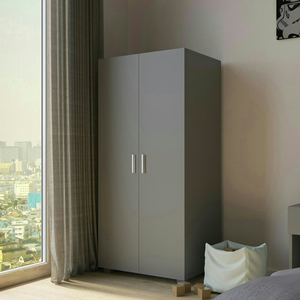 image 1 of Kids 2-Door Wardrobe Grey | Unit Colour: Grey