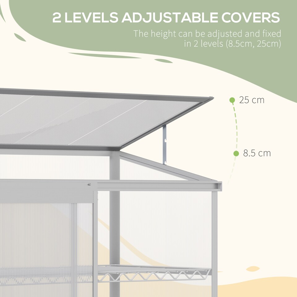 image 1 of Outsunny 4x2ft 3-Tier Greenhouse Outdoor Plant Grow Aluminium Frame w Roof Door
