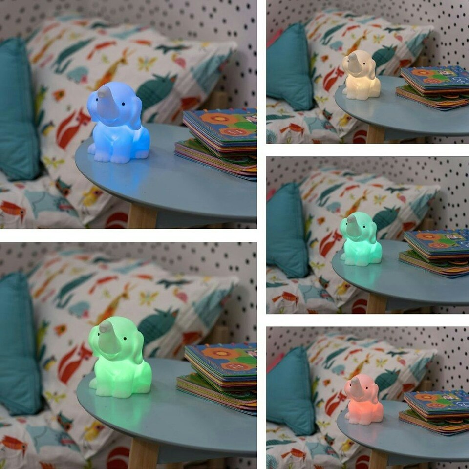 image 1 of ValueLights Childrens Elephant Multi-Coloured LED Night Light