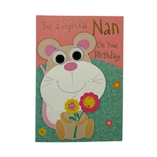 For A Special Nan Mouse with Flower Design Birthday Card
