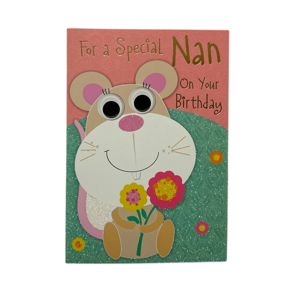 image 1 of For A Special Nan Mouse with Flower Design Birthday Card