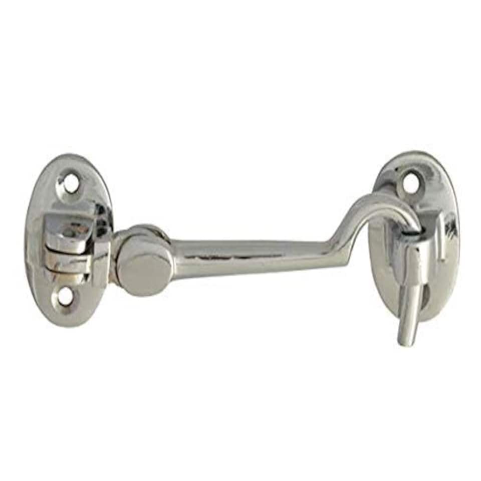 image 1 of Golden Grace Cabin Hook & Eye Silent in Polished Chrome Finish, Door Gate French Window Closet Accessory - 100mm
