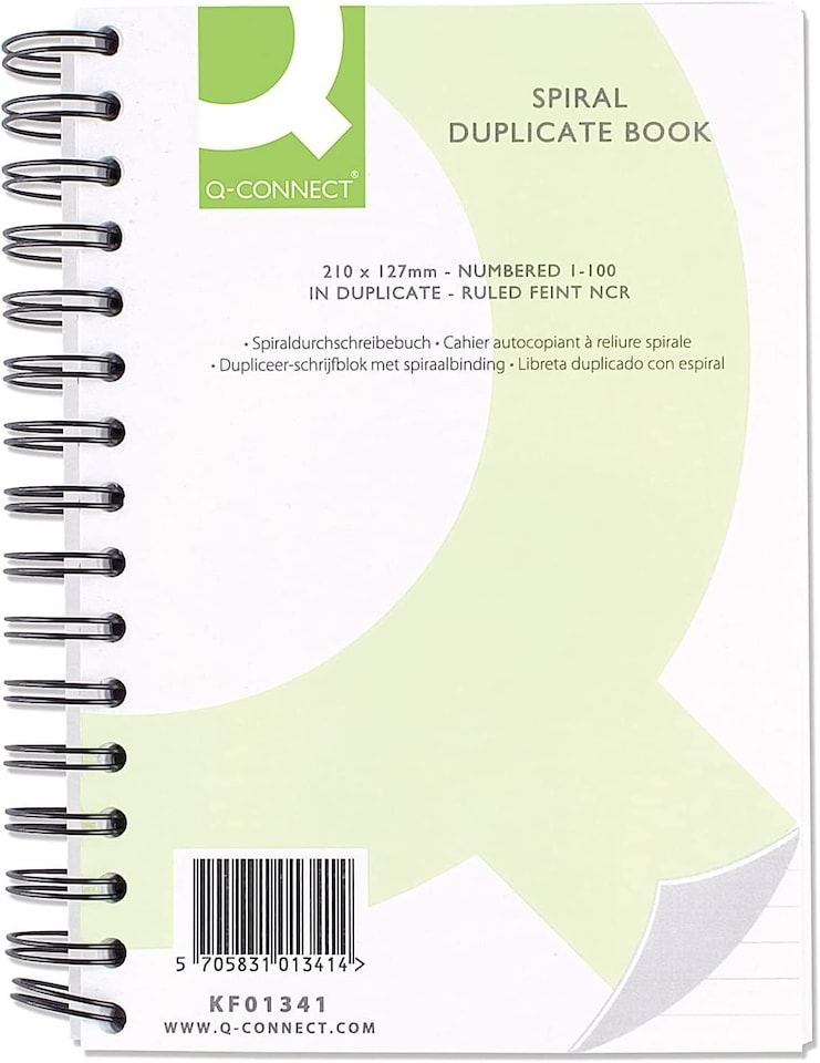 image 1 of Feint Ruled Wirebound Duplicate Book 210x127mm