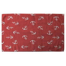Anchors on Red Background (Kitchen Towel)
