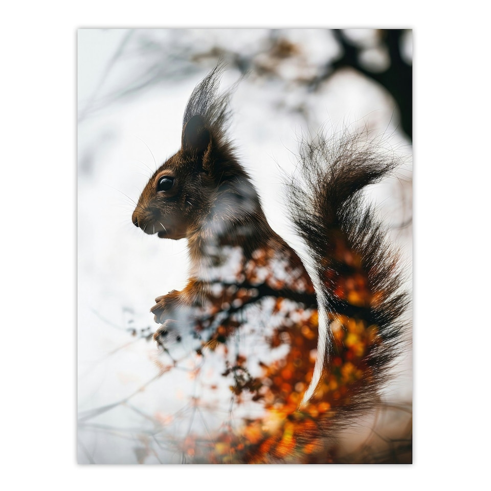image 1 of Squirrel Autumn Photo Woodland Animal Living Room Black Framed Wall Art Print A4