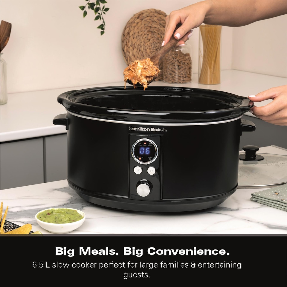 image 1 of Hamilton Beach 6.5L Digital Oval Slow Cooker Black