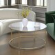 image 3 of Industrial Tempered Glass Round Coffee Table Gold Gold