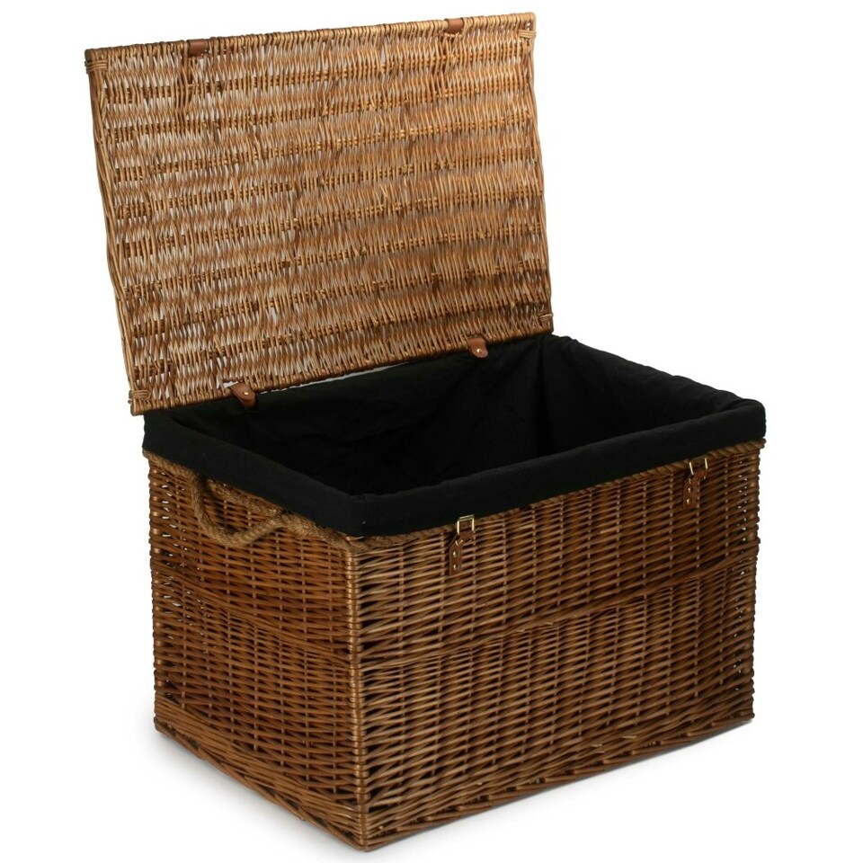 image 1 of Large Light Steamed Storage Wicker Basket with Cotton Lining Multi | Garden Rose | One Size