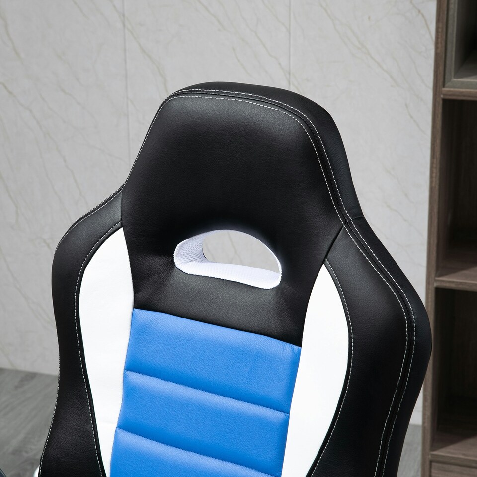 image 1 of HOMCOM Gaming Chair PU Leather Office Chair Swivel Chair w/ Tilt Function, Blue