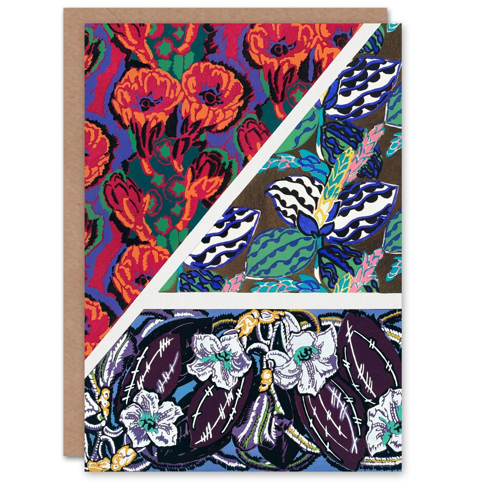 image 1 of Edouard Benedictus Art Card Vintage Geometric Floral Motifs