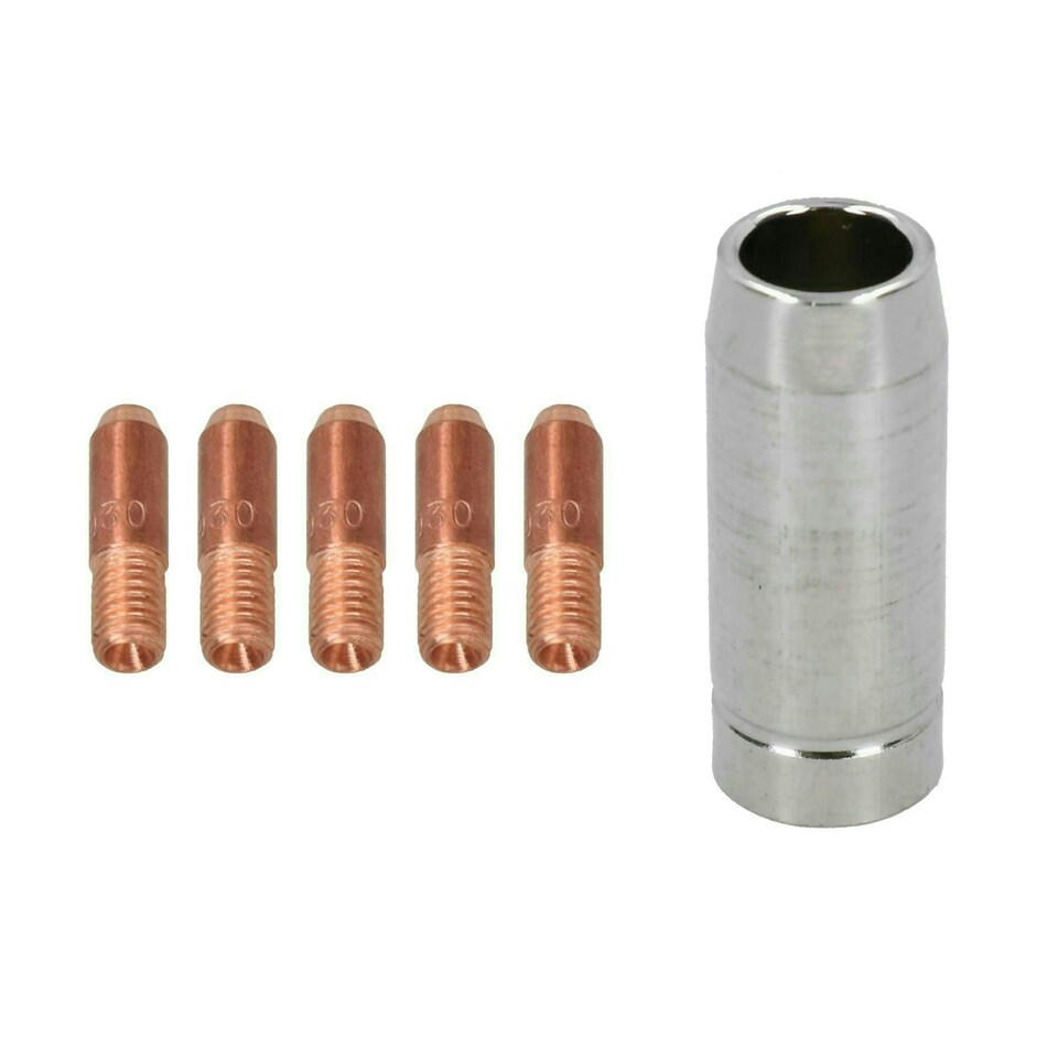 image 1 of 0.8mm Mini Contact Tips 5pk & Shroud Hobby Welding Torch Welder MIG Gas