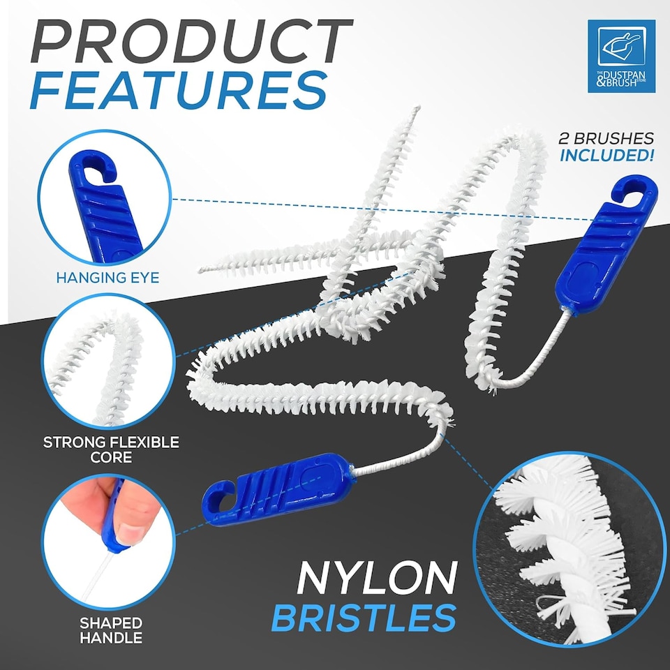 image 1 of Flexible Sink and Shower Drain Cleaning Brush Unblocker - Pack of 2