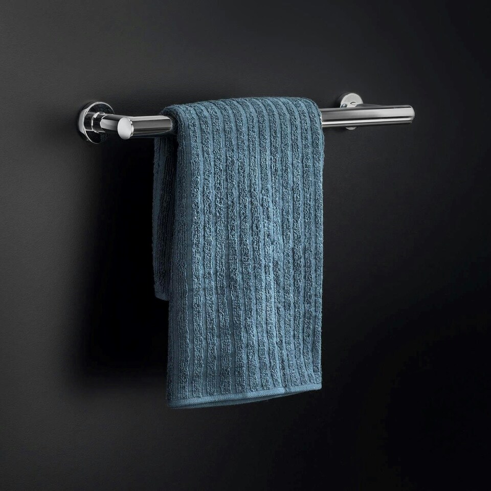 image 1 of Cosmic Wall Mounted Towel Rail Chrome Design & Round Shape Grey for Bathroom