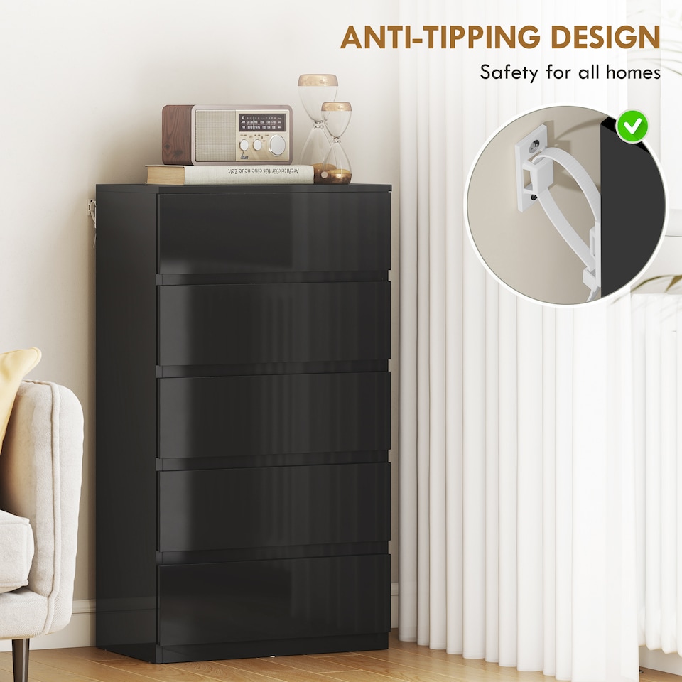 black 5 drawer dresser ikea HOMCOM Bedroom Chest of Drawers, Drawers Dresser, Unit, | Black | Black | 55W x 34D x 100H cm Girls Birthday Gold Dress ethnic Men's Coat Sizes:50 Use the top for