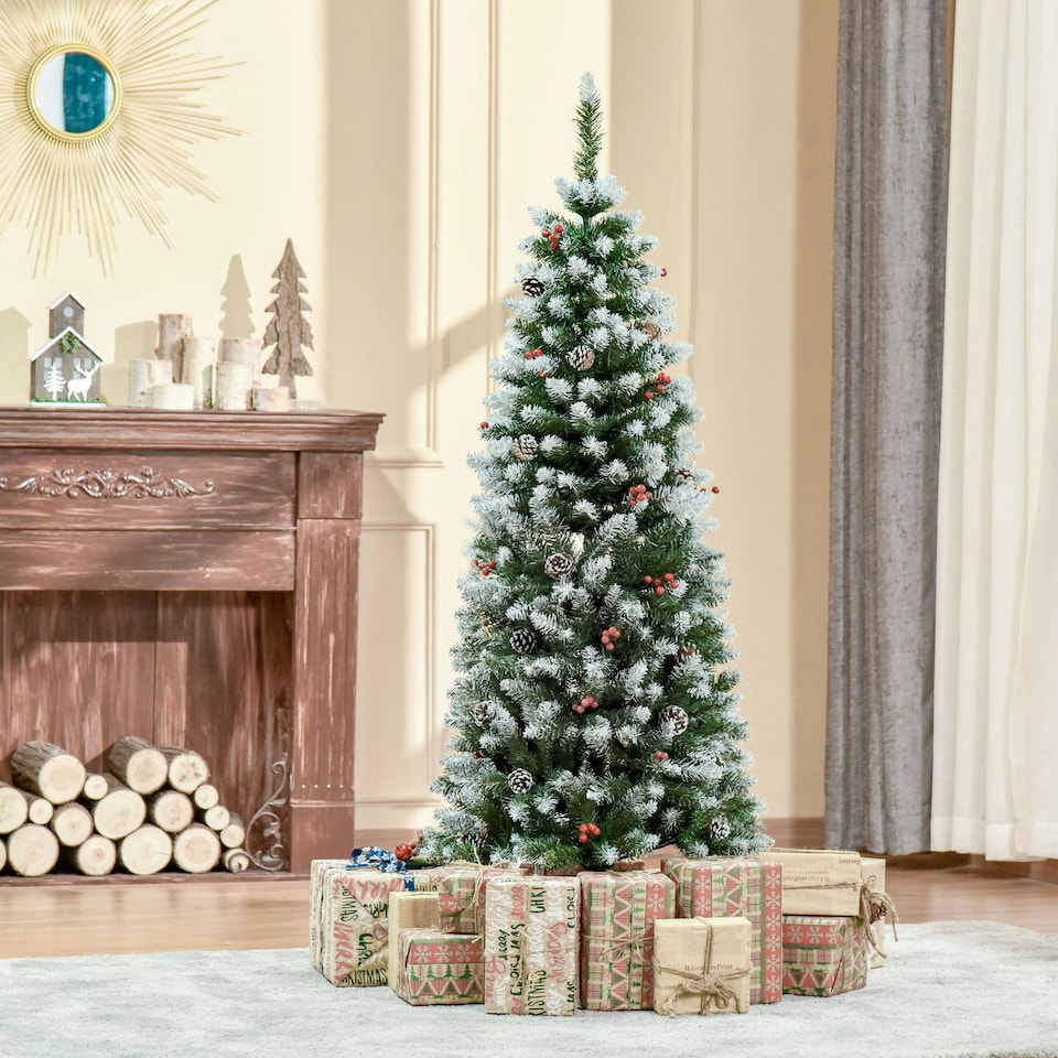 image 1 of HOMCOM 5FT Artificial Christmas Tree Xmas Indoor Decoration w/ Pinecone