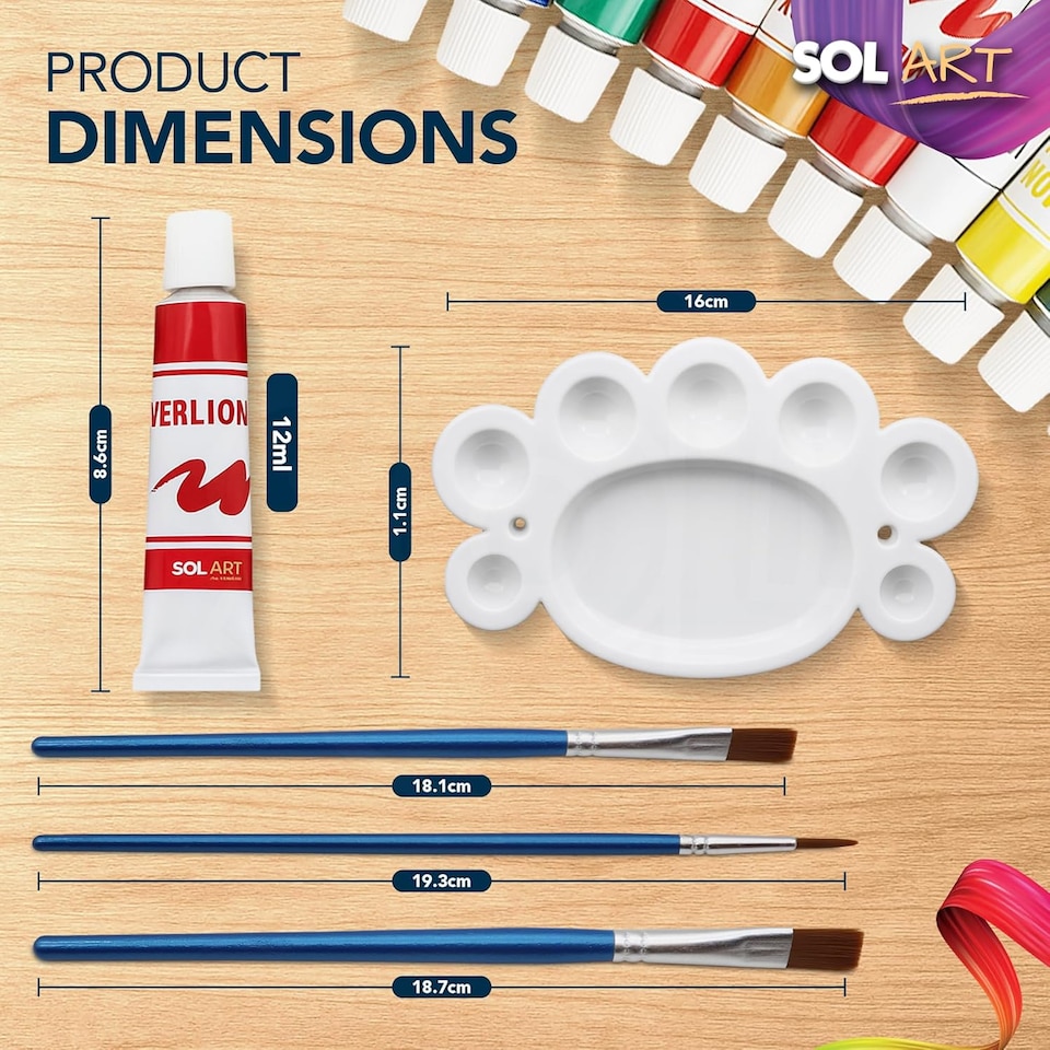 image 1 of 12pc Glass Paint Set with Palette & 3 Brushes – Vibrant Paints for Glass, Jars, Mirrors, Frames, Candle Holders & Creative Crafts