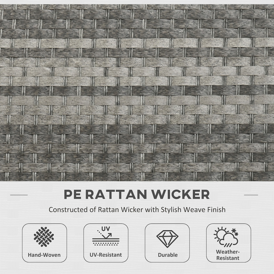image 1 of Outsunny 7 Pieces Rattan Garden Furniture Set w/ 50,000 BTU Fire Pit Table | Grey | Grey