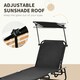 image 4 of Outsunny 2 Piece Folding Sun Loungers with Adjustable Backrest, Sunshade, Black