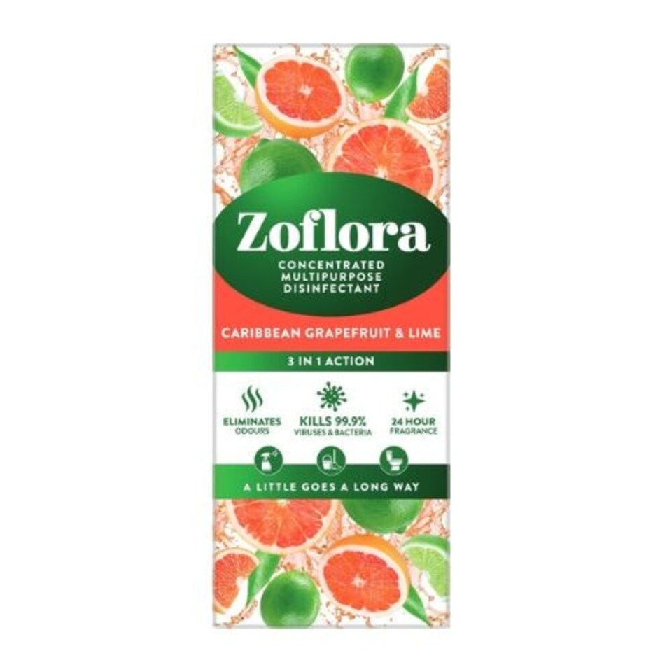 Zoflora Concentrated Multipurpose Disinfectant Caribbean Grapefruit & Lime 500ml