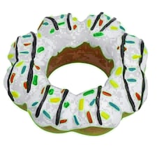 Pet Dog Vinyl White Donut Food Dog Toy Play Toy With Squeak 4x4x14cm
