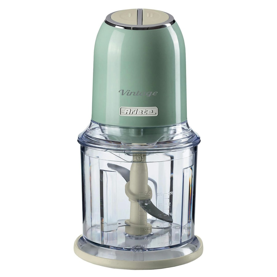 image 1 of Ariete 438/04 Vintage Mini Chopper, 400W, 600ml Graduated Beaker, 2 Speeds, Stainless Steel Blades, Green