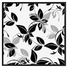 Black & white floral (Picture Frame) Black | S