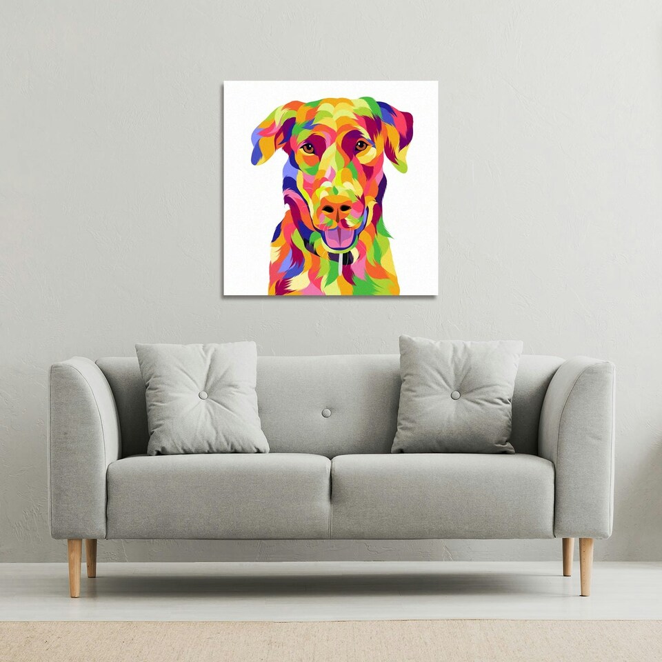 image 1 of Amazing Illustration of Dog Pop Art (Canvas Print) 127 x 127 x 4cm