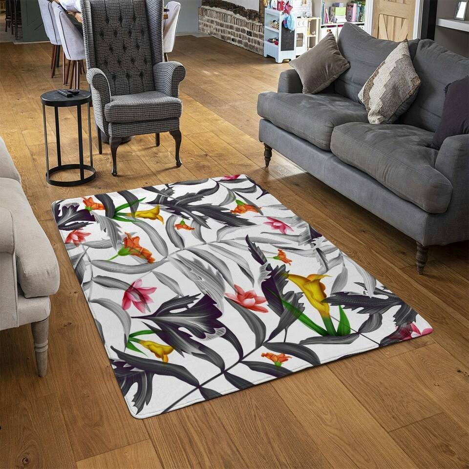 image 1 of Monochrome Leaves (Rug) Multi | Large: 140x200cm