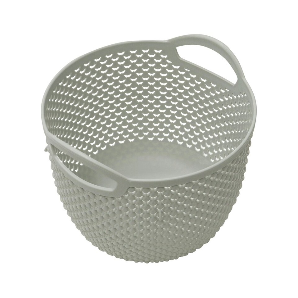 image 1 of JVL Droplette Design Plastic Round Storage Basket - Ice Grey Grey