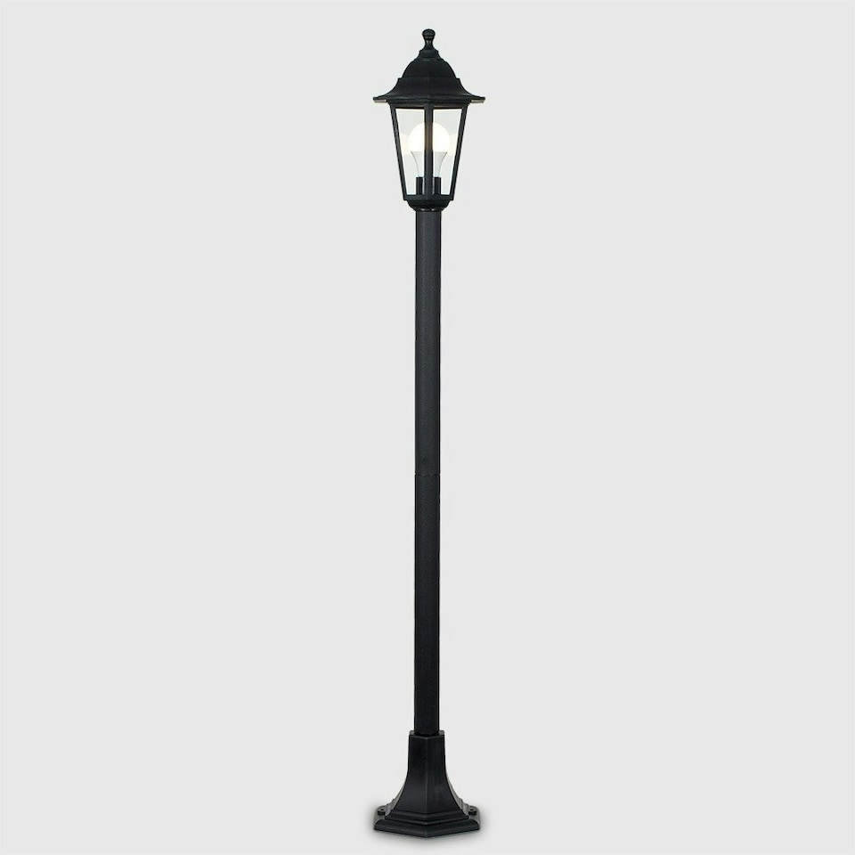 image 1 of ValueLights Traditional 1.2m Black IP44 Outdoor Garden Lamp Post Bollard Light - Includes 6w LED GLS Bulb 3000K Warm White Black