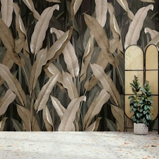 Art For the Home Banana Leaf Black Print To Order Fixed Size Mural Black | Black