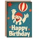 image 1 of Clown Balloon Stars Vintage Advert Man Him Birthday Card