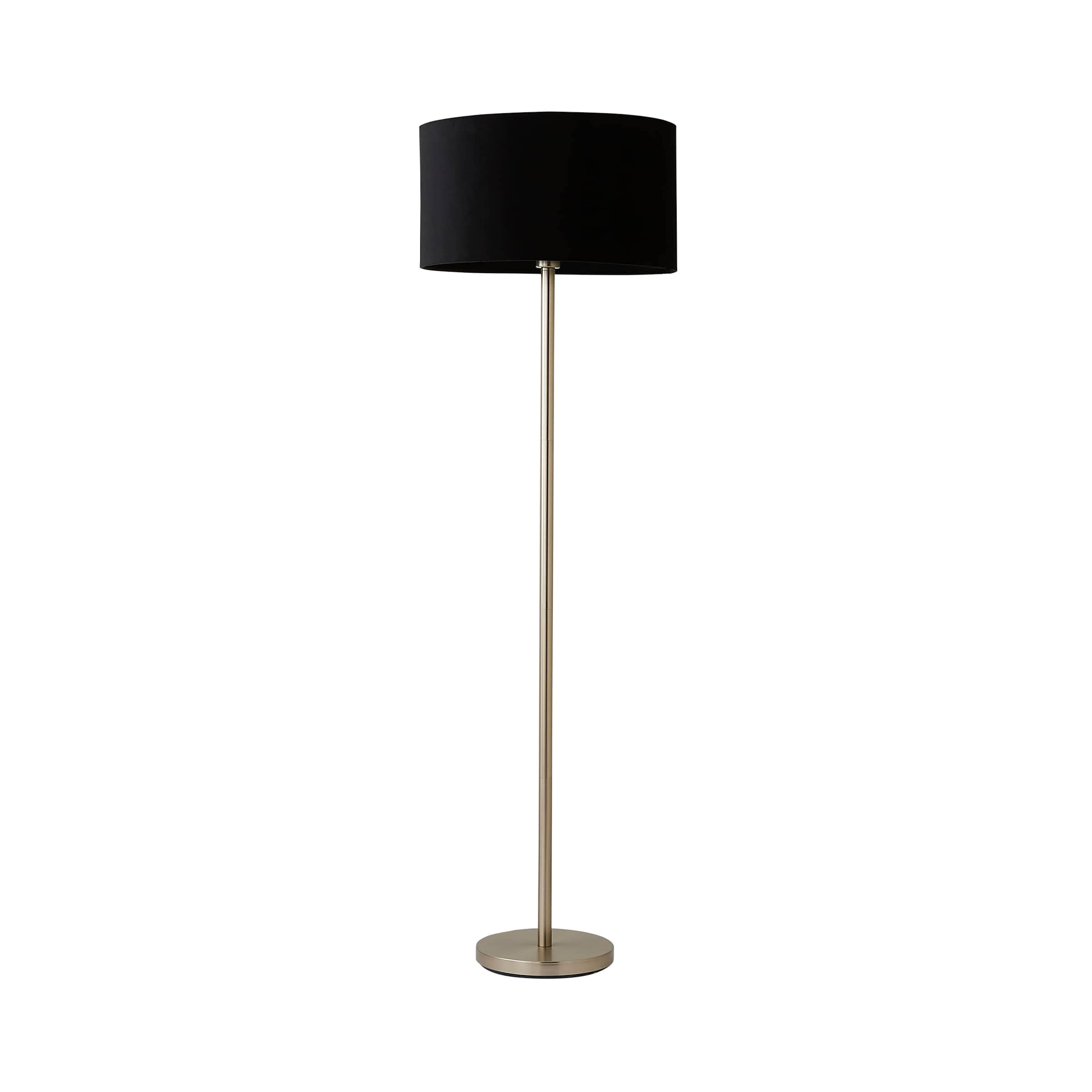 ValueLights Charlie Chrome Floor Lamp Black Velvet Shade and Bulb