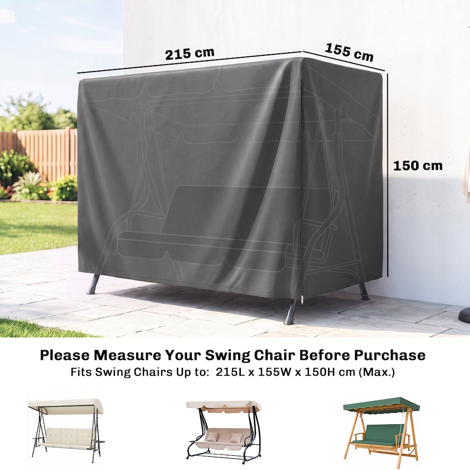 image 1 of Outsunny Patio Swing Chair Cover Garden Furniture Protector 215x155x150cm Grey | Grey | Dark Grey